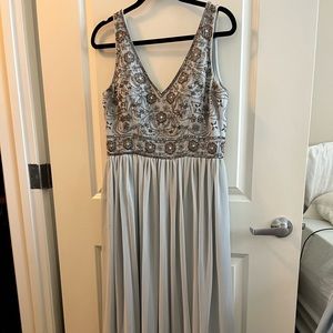 BHLDN gorgeous beaded long dress, size 8, light blue